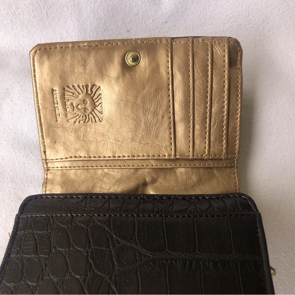 ANNE KLEIN BLACK Croc Embossed Wallet New NWOT - Picture 6 of 10